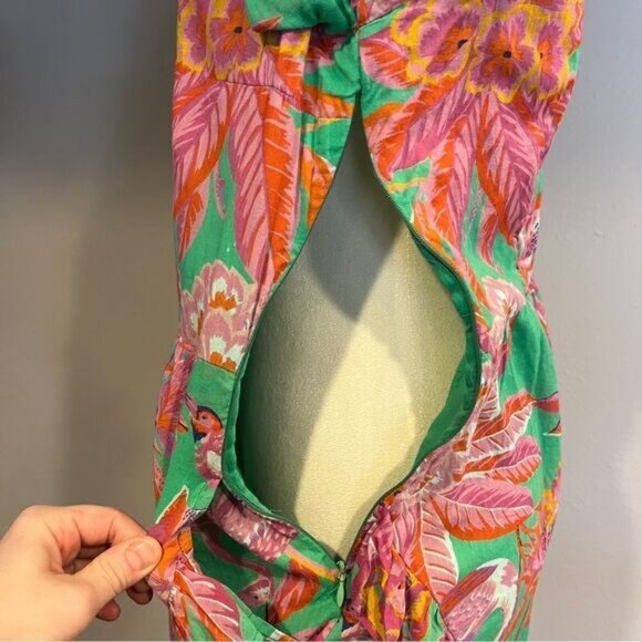 Benjanan Floral Flamingo print mini long sleeve Dress size medium - Picture 8 of 15